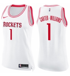 Women's Nike Houston Rockets #1 Michael Carter-Williams Swingman White Pink Fashion NBA Jersey