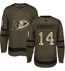 Youth Adidas Anaheim Ducks #14 Adam Henrique Authentic Green Salute to Service NHL Jersey