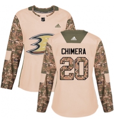 Women's Adidas Anaheim Ducks #20 Jason Chimera Authentic Camo Veterans Day Practice NHL Jersey