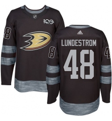 Men's Adidas Anaheim Ducks #48 Isac Lundestrom Authentic Black 1917-2017 100th Anniversary NHL Jersey