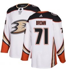 Youth Adidas Anaheim Ducks #71 J.T. Brown Authentic White Away NHL Jersey