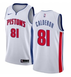 Women's Nike Detroit Pistons #81 Jose Calderon Swingman White NBA Jersey - Association Edition