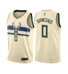 Men's Milwaukee Bucks #0 Donte DiVincenzo Authentic Cream Basketball Jersey - City Edition