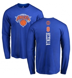 NBA Nike New York Knicks #8 Mario Hezonja Royal Blue Backer Long Sleeve T-Shirt