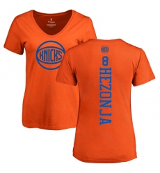NBA Women's Nike New York Knicks #8 Mario Hezonja Orange One Color Backer Slim-Fit V-Neck T-Shirt