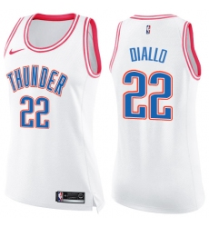 Women's Nike Oklahoma City Thunder #22 Hamidou Diallo Swingman White Pink Fashion NBA Jersey