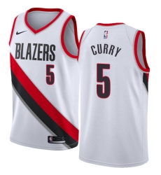 Men's Nike Portland Trail Blazers #5 Seth Curry Authentic White NBA Jersey - Association Edition