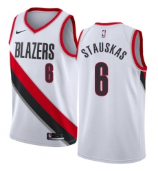 Youth Nike Portland Trail Blazers #6 Nik Stauskas Swingman White NBA Jersey - Association Edition