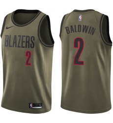 Men's Nike Portland Trail Blazers #2 Wade Baldwin Swingman Green Salute to Service NBA Jersey