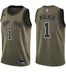 Youth Nike San Antonio Spurs #1 Lonnie Walker Swingman Green Salute to Service NBA Jersey