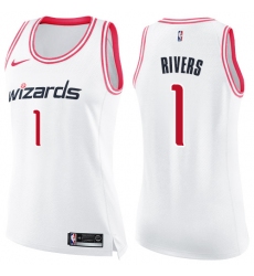 Women's Nike Washington Wizards #1 Austin Rivers Swingman White Pink Fashion NBA Jersey