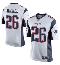 Men's Nike New England Patriots #26 Sony Michel Game White NFL Jersey