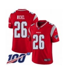 Youth New England Patriots #26 Sony Michel Limited Red Inverted Legend 100th Season Football Jersey