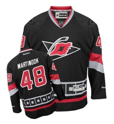 Men's Reebok Carolina Hurricanes #48 Jordan Martinook Authentic Black Third NHL Jersey