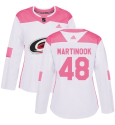 Women's Adidas Carolina Hurricanes #48 Jordan Martinook Authentic White Pink Fashion NHL Jersey