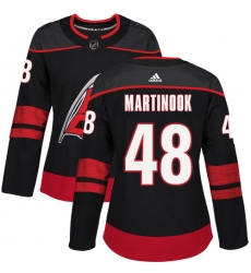 Women's Adidas Carolina Hurricanes #48 Jordan Martinook Premier Black Alternate NHL Jersey