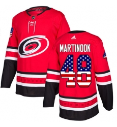 Youth Adidas Carolina Hurricanes #48 Jordan Martinook Authentic Red USA Flag Fashion NHL Jersey
