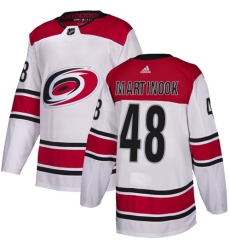 Youth Adidas Carolina Hurricanes #48 Jordan Martinook Authentic White Away NHL Jersey