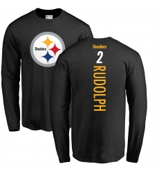 Nike Pittsburgh Steelers #2 Mason Rudolph Black Backer Long Sleeve T-Shirt