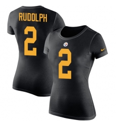 Women's Nike Pittsburgh Steelers #2 Mason Rudolph Black Rush Pride Name & Number T-Shirt