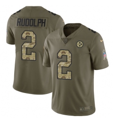 Youth Nike Pittsburgh Steelers #2 Mason Rudolph Limited Olive Camo 2017 Salute to Service NFL Jersey