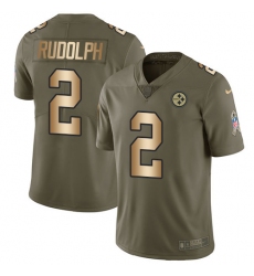 Youth Nike Pittsburgh Steelers #2 Mason Rudolph Limited Olive Gold 2017 Salute to Service NFL Jersey