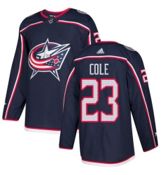 Men's Adidas Columbus Blue Jackets #23 Ian Cole Authentic Navy Blue Home NHL Jersey