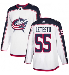 Youth Adidas Columbus Blue Jackets #55 Mark Letestu Authentic White Away NHL Jersey