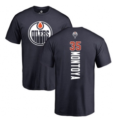 NHL Adidas Edmonton Oilers #35 Al Montoya Navy Blue Backer T-Shirt