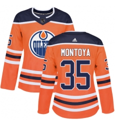 Women's Adidas Edmonton Oilers #35 Al Montoya Authentic Orange Home NHL Jersey