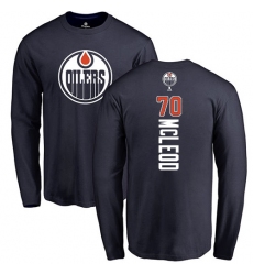 NHL Adidas Edmonton Oilers #70 Ryan McLeod Navy Blue Backer Long Sleeve T-Shirt