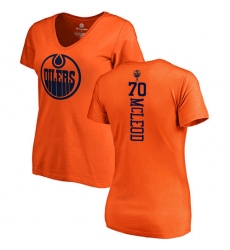 NHL Women's Adidas Edmonton Oilers #70 Ryan McLeod Orange One Color Backer Slim Fit V-Neck T-Shirt