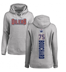 NHL Women's Adidas Edmonton Oilers #75 Evan Bouchard Ash Backer Pullover Hoodie