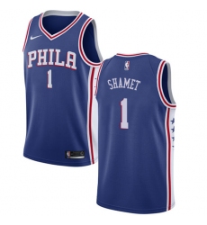 Men's Nike Philadelphia 76ers #1 Landry Shamet Swingman Blue NBA Jersey - Icon Edition