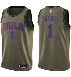 Men's Nike Philadelphia 76ers #1 Landry Shamet Swingman Green Salute to Service NBA Jersey