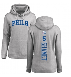 NBA Women's Nike Philadelphia 76ers #5 Landry Shamet Ash Backer Pullover Hoodie