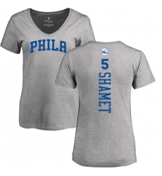 NBA Women's Nike Philadelphia 76ers #5 Landry Shamet Ash Backer T-Shirt