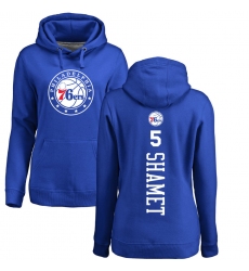 NBA Women's Nike Philadelphia 76ers #5 Landry Shamet Royal Blue Backer Pullover Hoodie