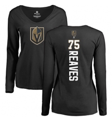 NHL Women's Adidas Vegas Golden Knights #75 Ryan Reaves Black Backer Slim Fit Long Sleeve T-Shirt