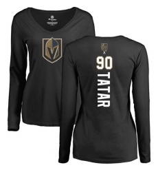 NHL Women's Adidas Vegas Golden Knights #90 Tomas Tatar Black Backer Slim Fit Long Sleeve T-Shirt