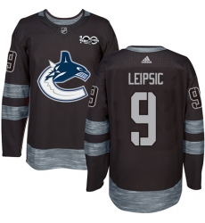 Men's Adidas Vancouver Canucks #9 Brendan Leipsic Premier Black 1917-2017 100th Anniversary NHL Jersey