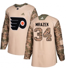 Men's Adidas Philadelphia Flyers #34 Petr Mrazek Authentic Camo Veterans Day Practice NHL Jersey