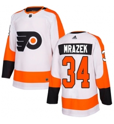 Women's Adidas Philadelphia Flyers #34 Petr Mrazek Authentic White Away NHL Jersey