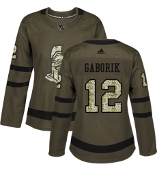 Women's Adidas Ottawa Senators #12 Marian Gaborik Authentic Green Salute to Service NHL Jersey