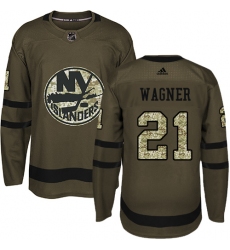 Youth Adidas New York Islanders #21 Chris Wagner Premier Green Salute to Service NHL Jersey