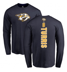 NHL Adidas Nashville Predators #8 Kyle Turris Navy Blue Backer Long Sleeve T-Shirt