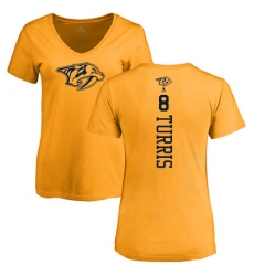 NHL Women's Adidas Nashville Predators #8 Kyle Turris Gold One Color Backer T-Shirt