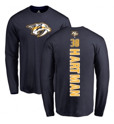 NHL Adidas Nashville Predators #38 Ryan Hartman Navy Blue Backer Long Sleeve T-Shirt