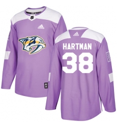 Youth Adidas Nashville Predators #38 Ryan Hartman Authentic Purple Fights Cancer Practice NHL Jersey