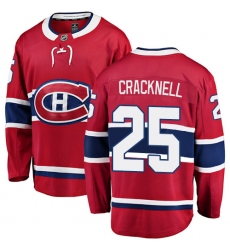 Men's Montreal Canadiens #25 Adam Cracknell Authentic Red Home Fanatics Branded Breakaway NHL Jersey